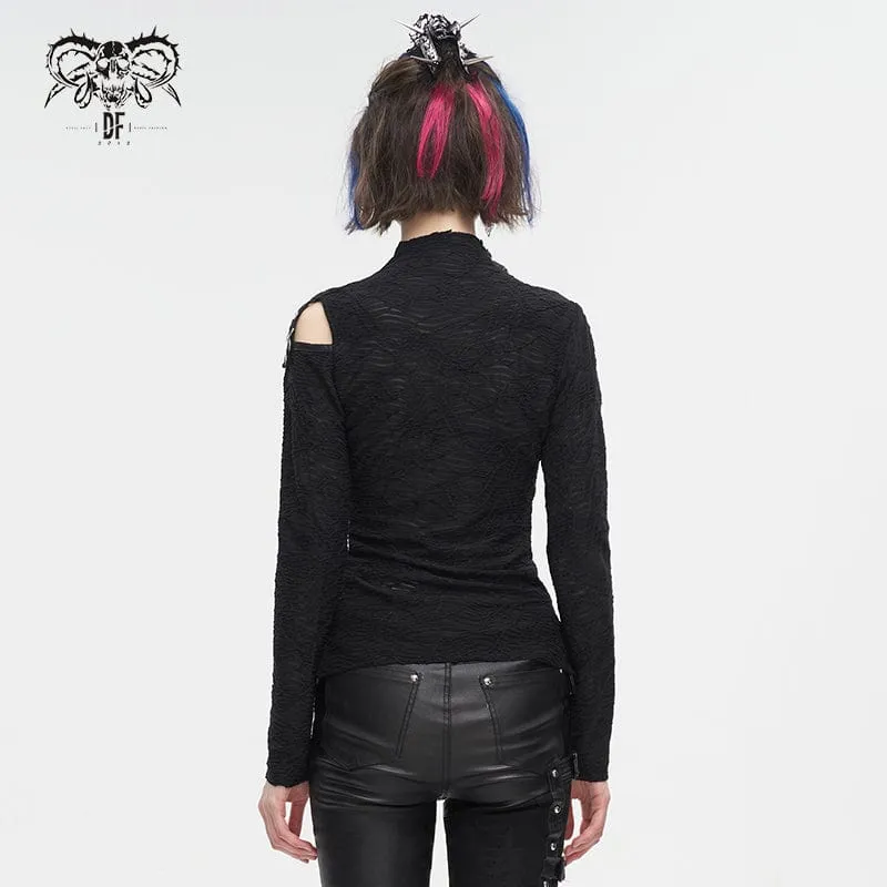 Damen-Gothic-Hemd mit Trägern und Ausschnitten aus Mesh-Spleiß