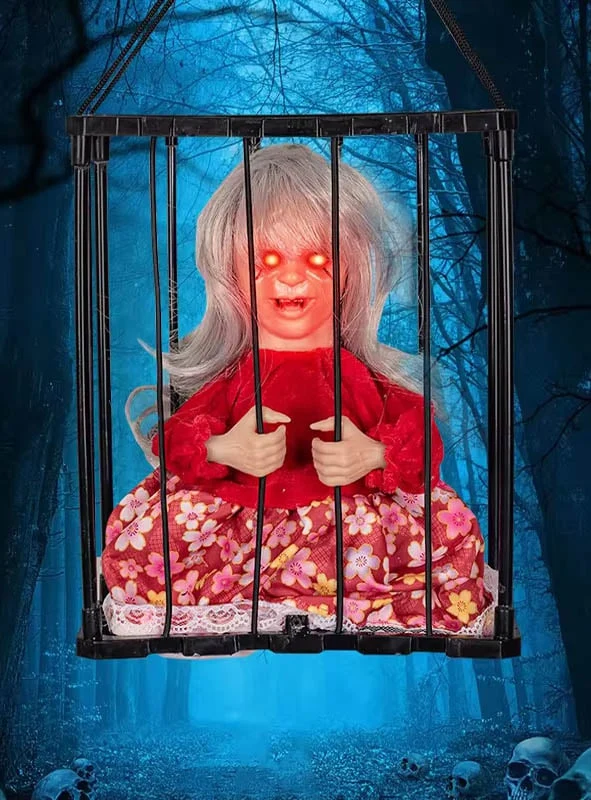 Animierte Halloween Figuren im Käfig