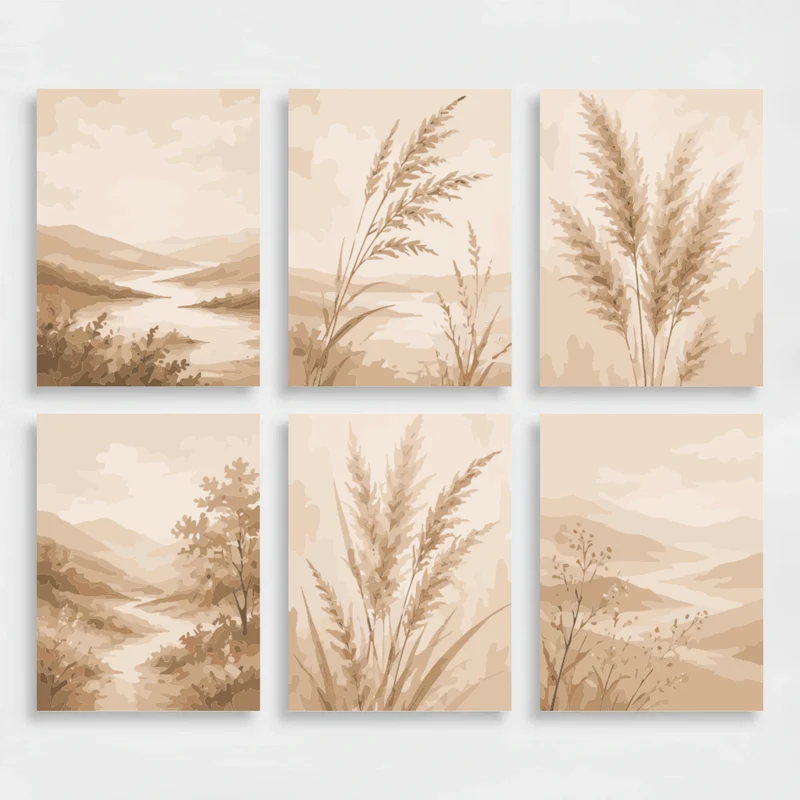 Sepia Meadows - Mini Paint by Numbers Set