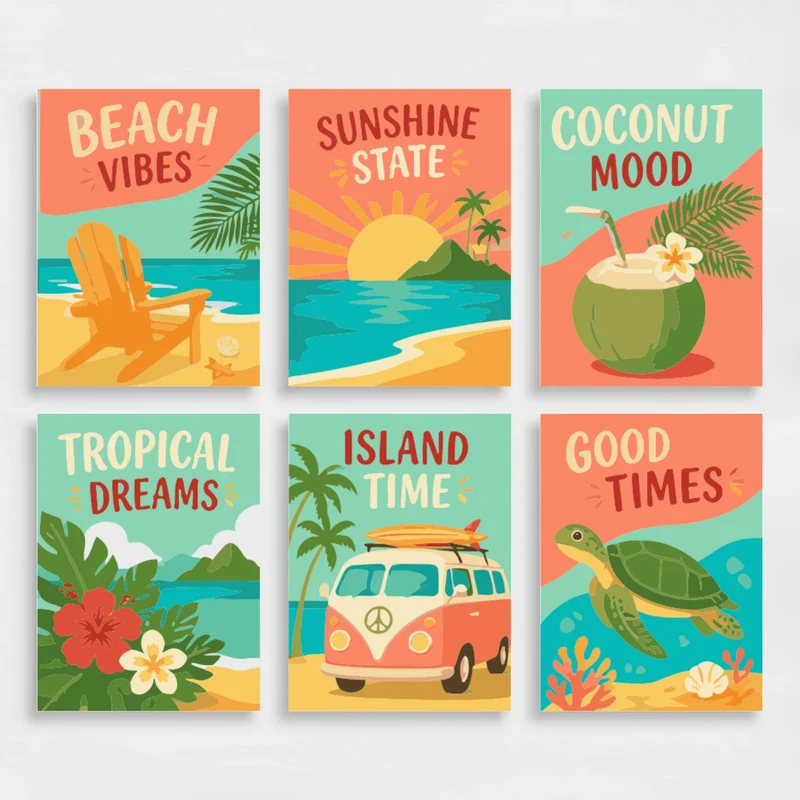 Tropical Beach Vibes - Mini Paint by Numbers Set