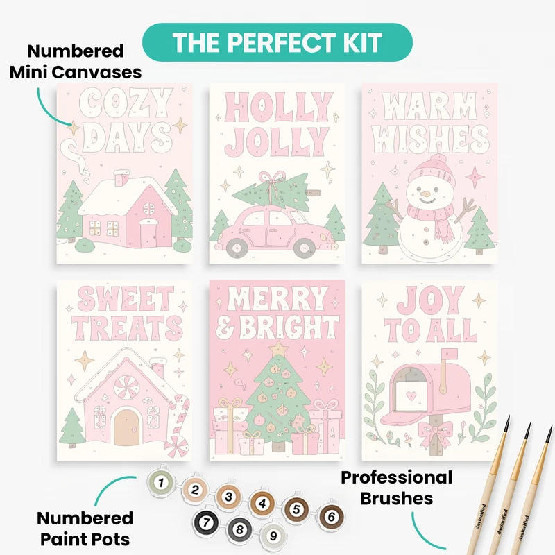Pink Christmas Wishes - Mini Paint by Numbers Set