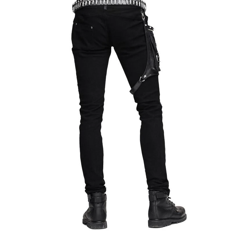 Herren-Hose im Punk-Stil mit Kunstleder-Aufnähern