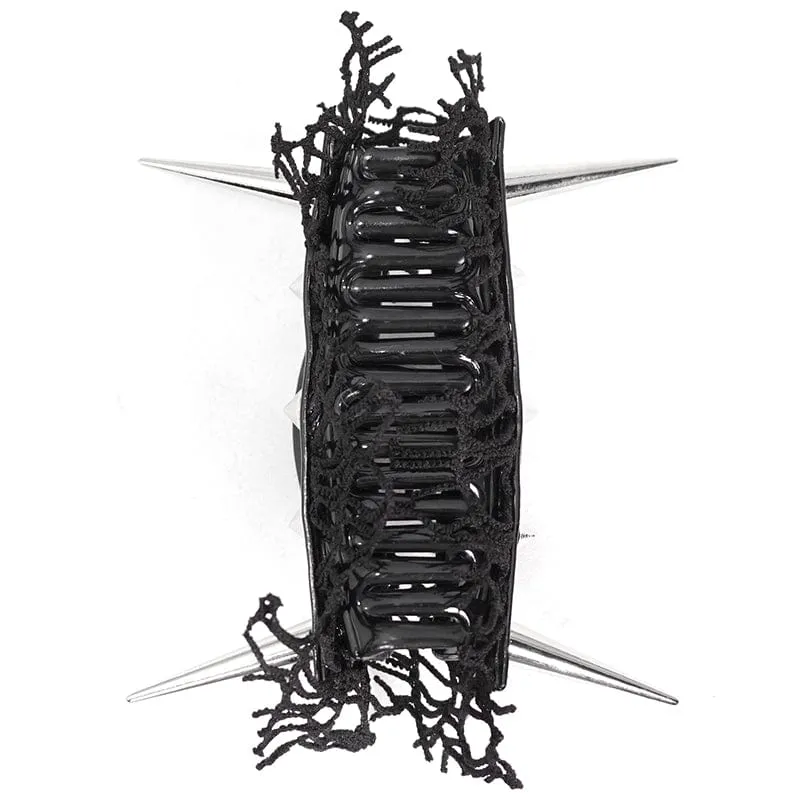 Gothic-Haarspange aus Kunstleder mit Nietenbesatz für Damen