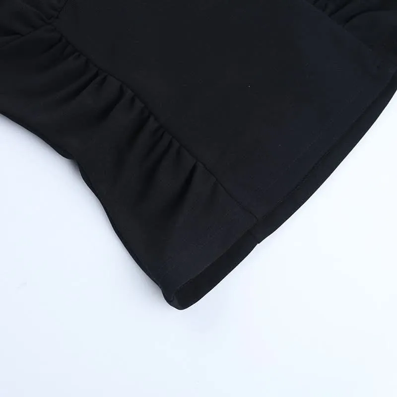 Lace ruched v neck o ring top