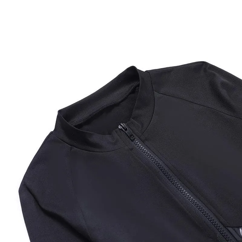 Leather zip-up high neck long sleeve jumpsuit-final-sale