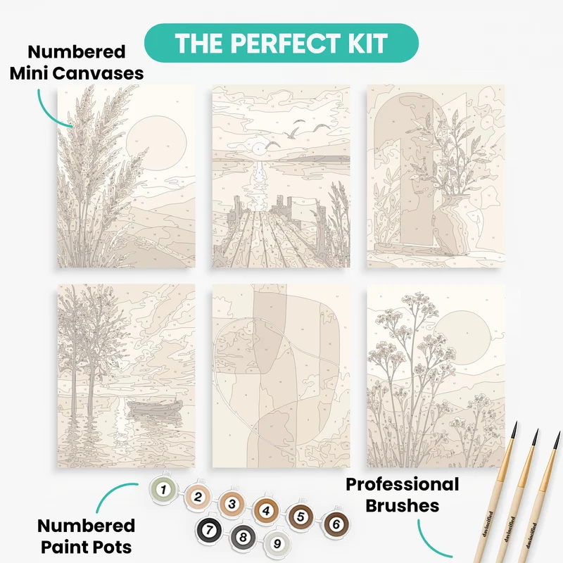 Sepia Serenity - Mini Paint by Numbers Set