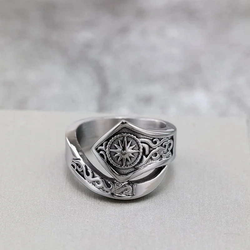 Punk-Ring für Herren, geprägt, unregelmäßig