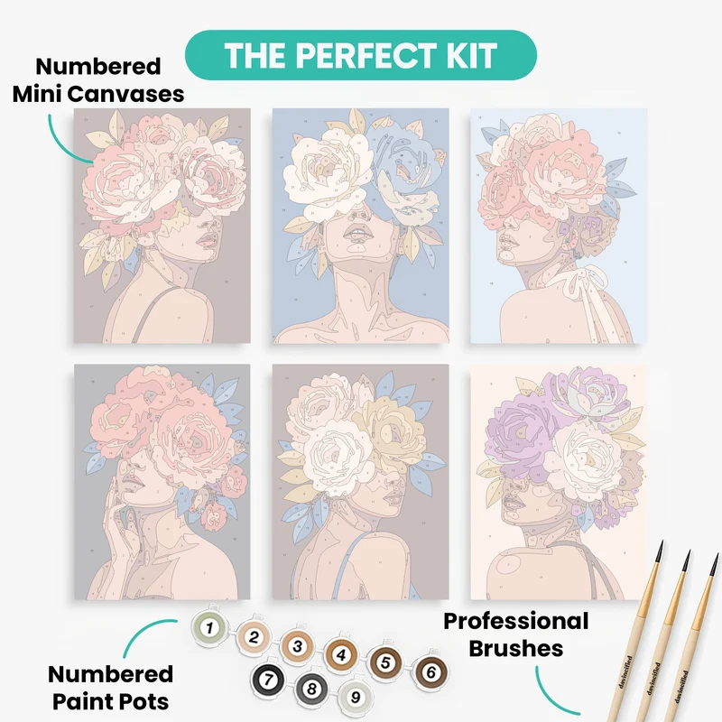 Floral Crown Women - Mini Paint by Numbers Set