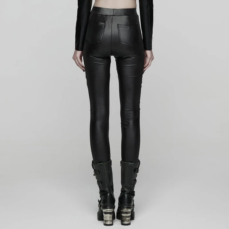 Damen-Leggings mit geflochtener Punk-Riemenschnalle