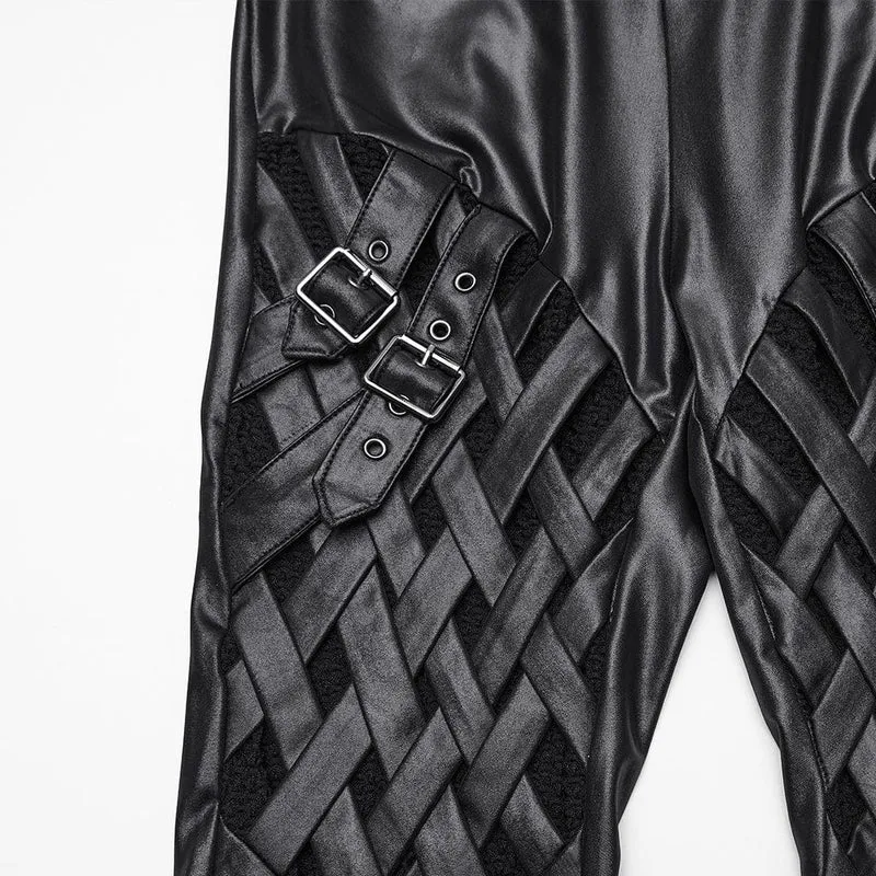 Damen-Leggings mit geflochtener Punk-Riemenschnalle