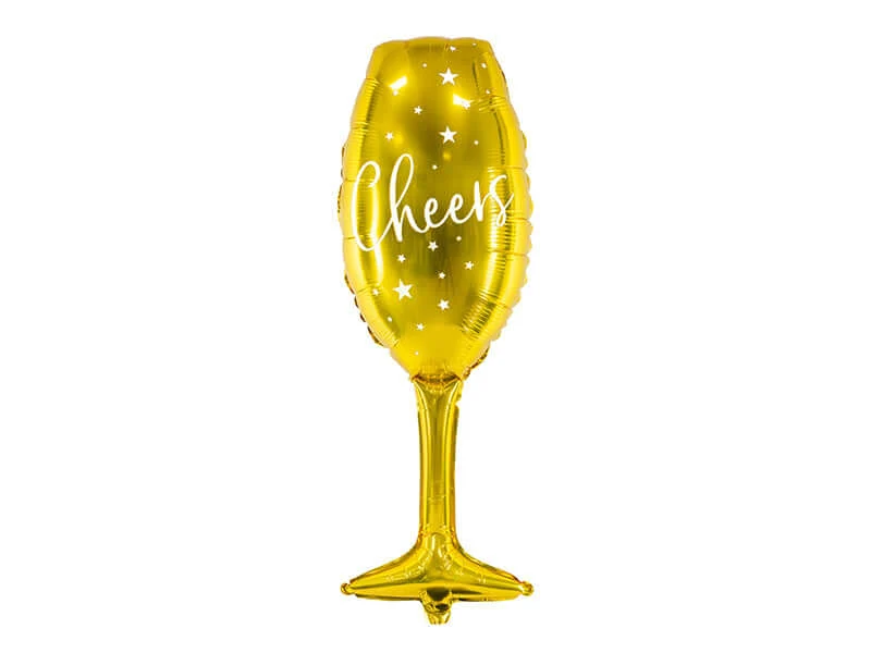 Folienballon Glas Cheers Gold