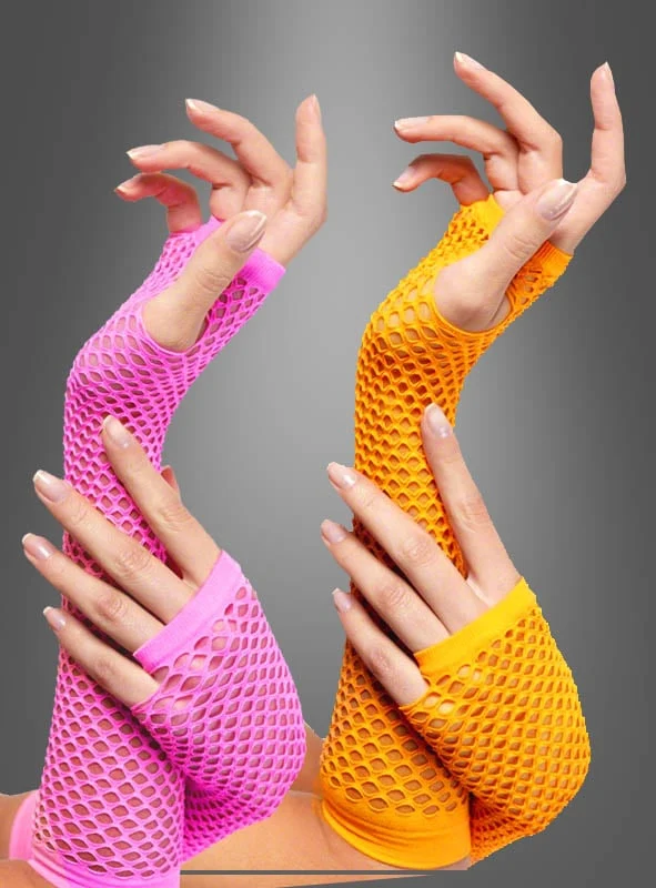 Netzhandschuhe Armstulpen Neon 80er