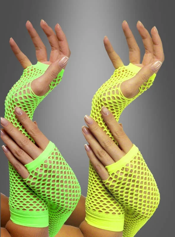 Netzhandschuhe Armstulpen Neon 80er