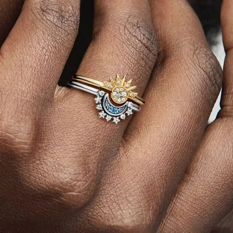 Ring Mond Und Sonne Gold Silber