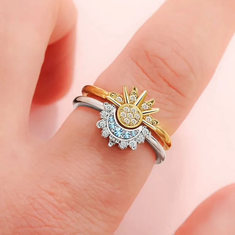 Ring Mond Und Sonne Gold Silber