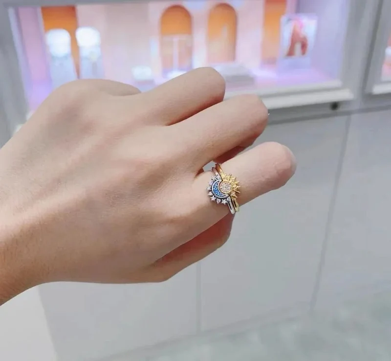 Ring Mond Und Sonne Gold Silber