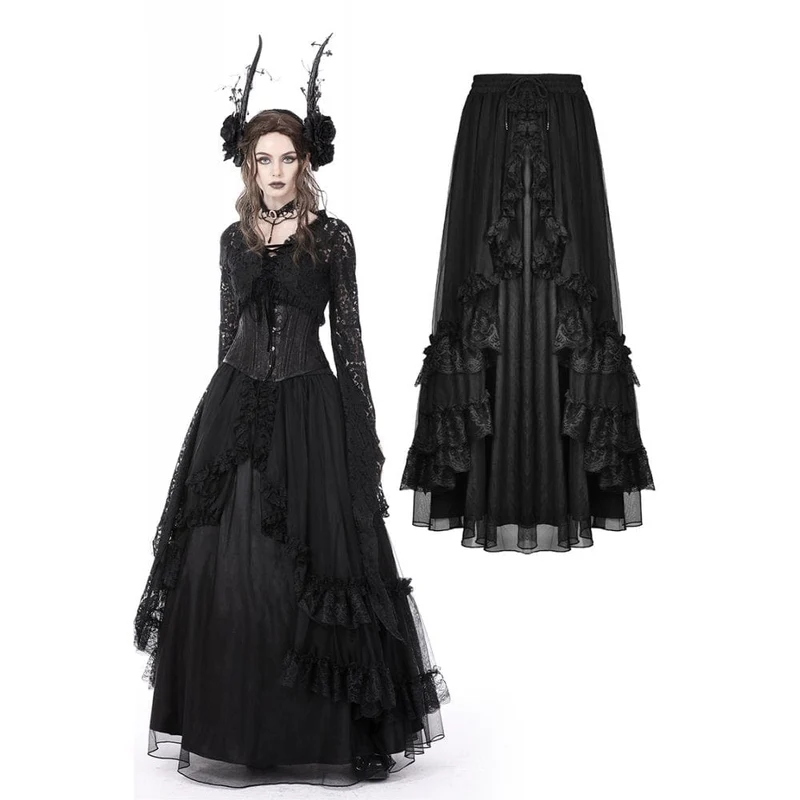 Gothic gekräuselter Lagenrock für Damen