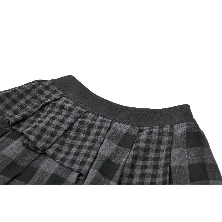 Punk-Nieten-Karo-Rock für Damen, asymmetrisch