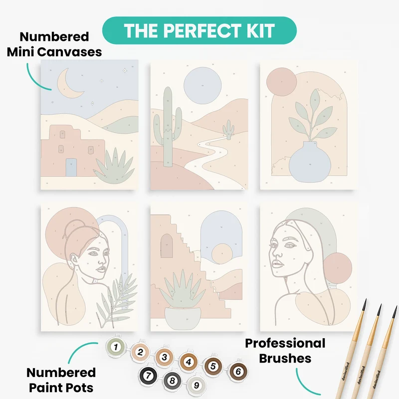 Boho Desert Portraits - Mini Paint by Numbers Set