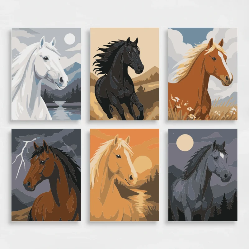 Majestic Horse Portraits Collection - Mini Paint by Numbers Set