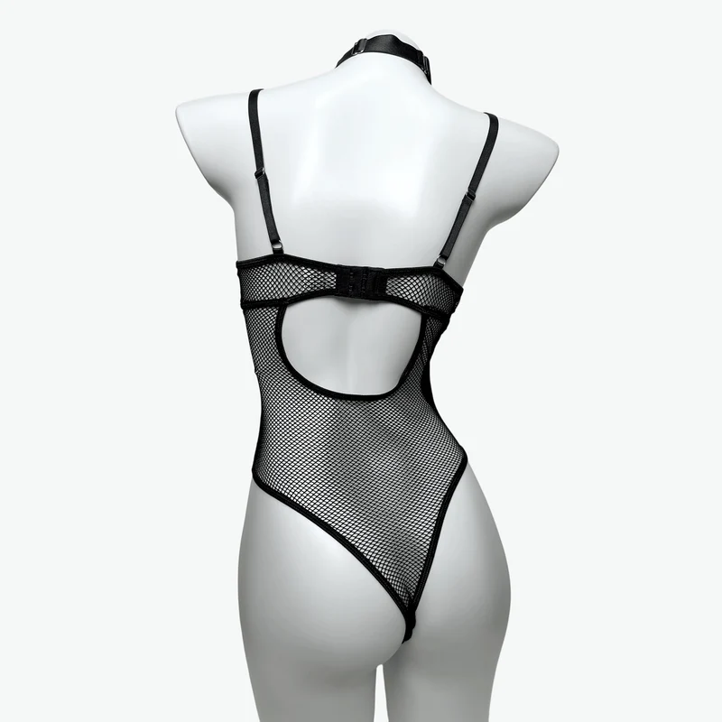 Sexy Damen-Dessous im Grunge-Stil mit Mesh-Einsätzen, Schnürung und Choker