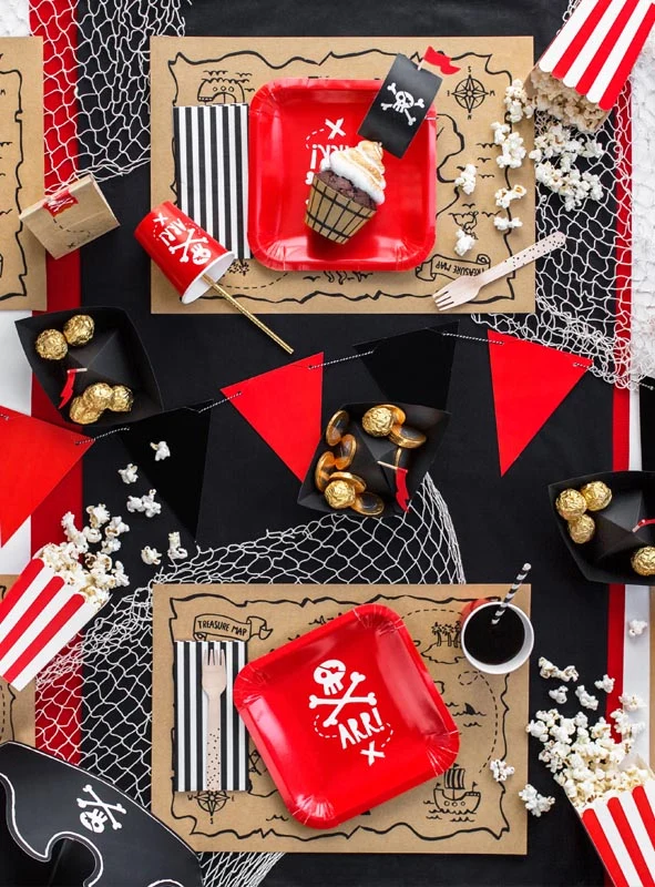 Platzset Schatzkarte Piratenparty Kindergeburtsatg 6 Stück