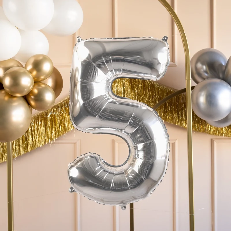 Heliumballon-Geschenk Geburtstags-Set Deluxe XL Silber