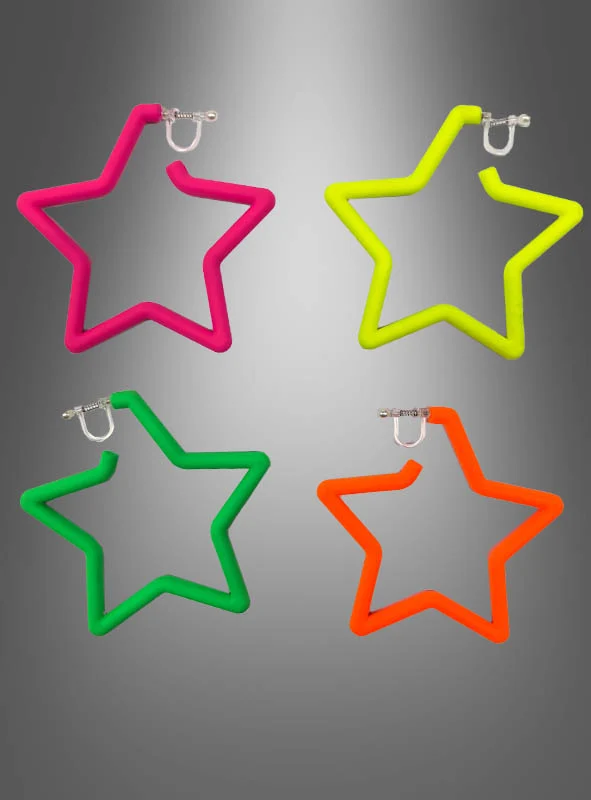 Stern Clip Ohrringe Neon