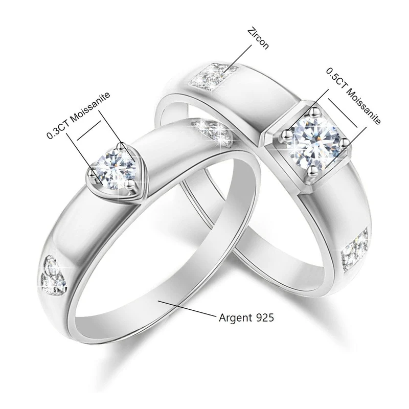 Moissanit Ring Silber Gold