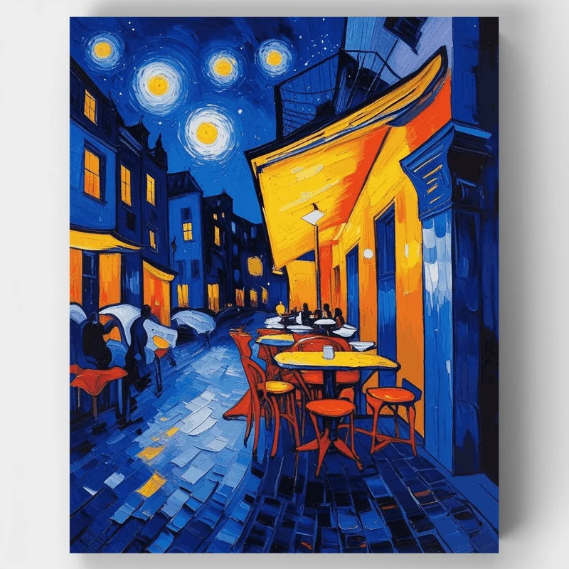 Café Terrace at Night - Paint by Numbers Kit