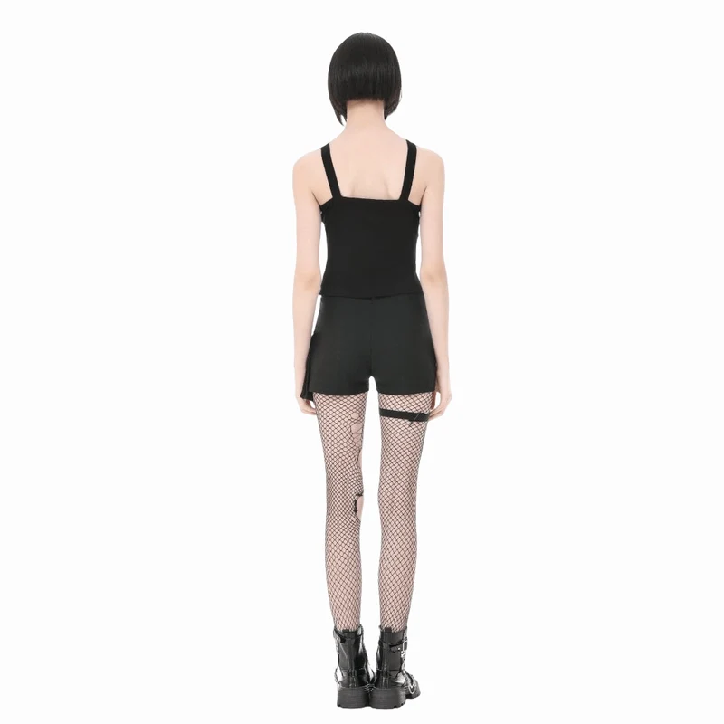 Punk-Tanktop mit Nieten und Pentagramm-Einsätzen aus Mesh für Damen
