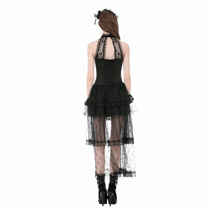 Gothic-Rose-Neckholder-Top für Damen mit Raffungen
