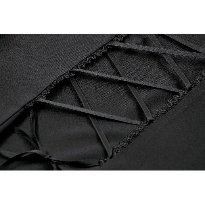 Gothic-Damenbluse mit Spitzenbesatz, Rüschen und Stehkragen