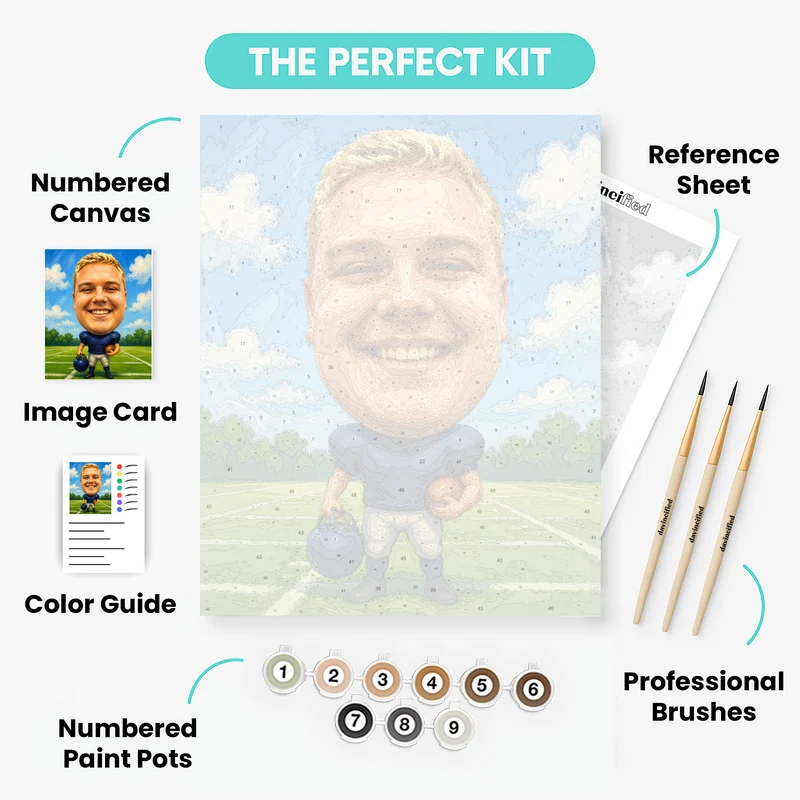 Football Star Bobblehead - Custom Paint by Numbers Kit