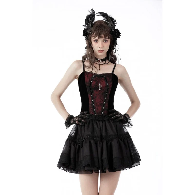 Gothic Cross Jacquard Vollbrustkorsetts für Damen