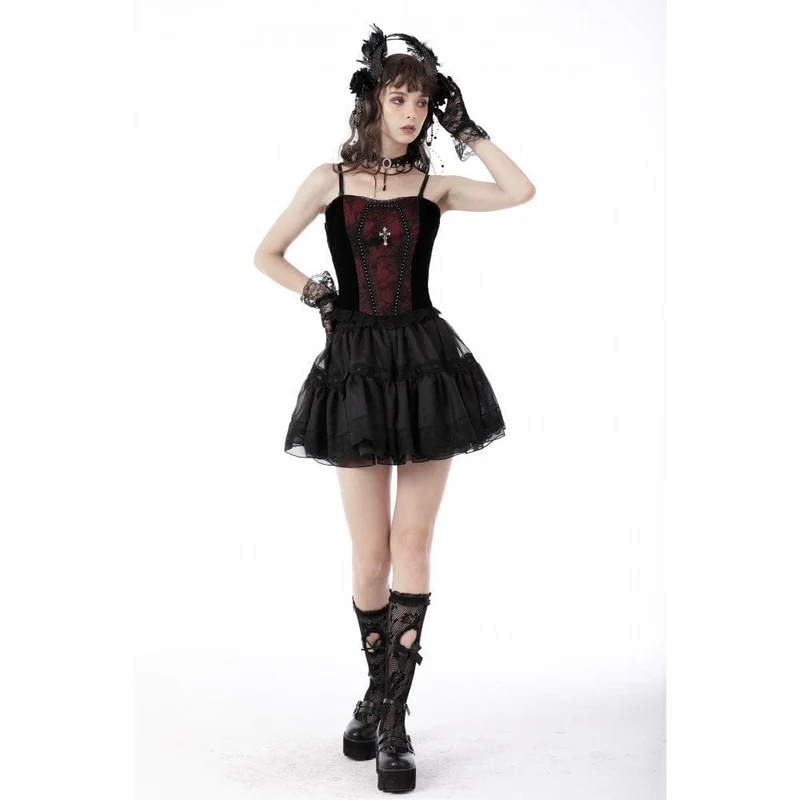 Gothic Cross Jacquard Vollbrustkorsetts für Damen