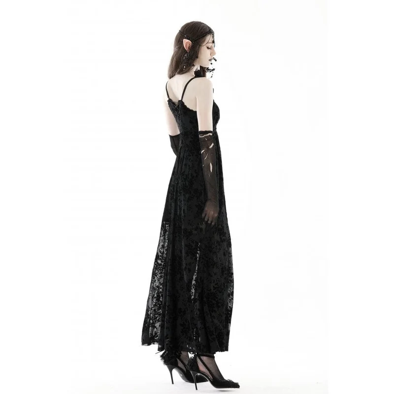 Damen-Hochzeitskleid im Gothic-Stil mit tiefem Ausschnitt und Blumenmuster
