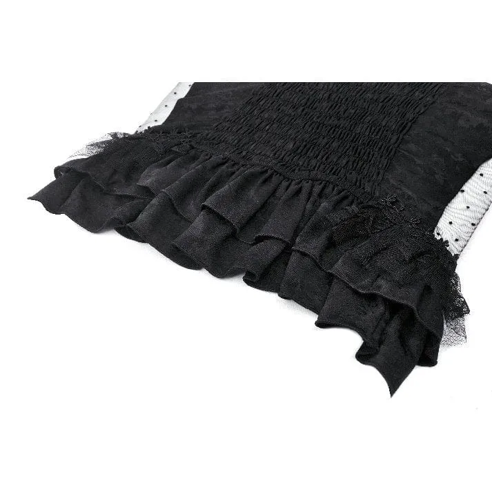 Damen-Top aus transparenter, gerüschter Gothic-Spitze
