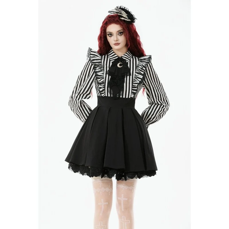 Gothic-Kleid mit Streifen und Rüschen für Damen