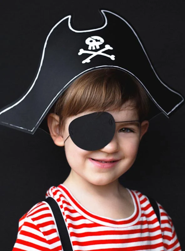 Piraten Papierhut Partyset mit Augenklappe