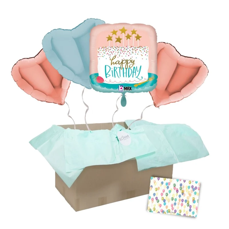 Heliumballon-Geschenk "Happy Birthday" Cake