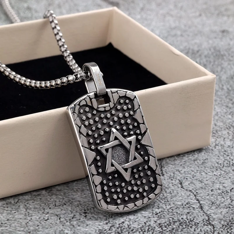 Punk-Halskette für Herren mit Pentagramm-Prägung