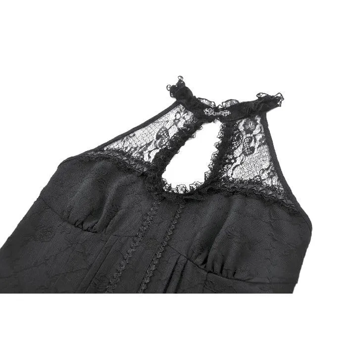 Gothic-Damenkleid mit mehreren Lagen, Rüschen und Cut-outs, Neckholder