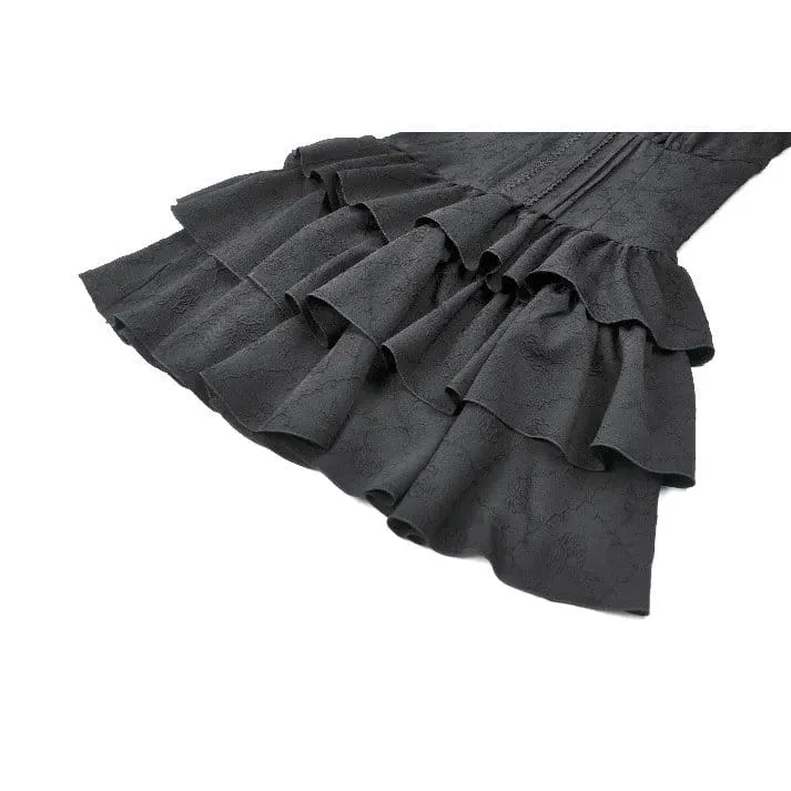 Gothic-Damenkleid mit mehreren Lagen, Rüschen und Cut-outs, Neckholder
