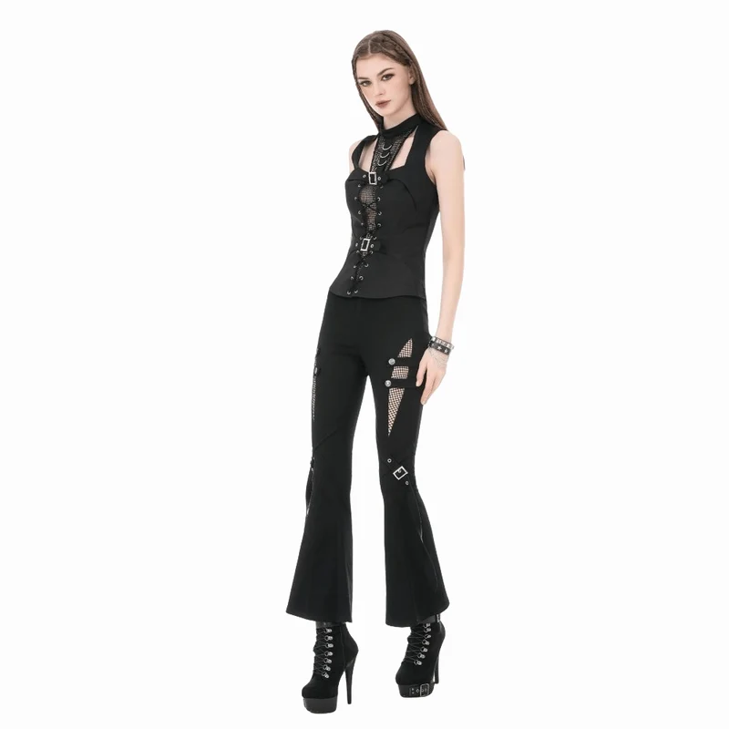 Punk-Tanktop für Damen mit D-Ringen, Schnallenriemen und Cut-outs