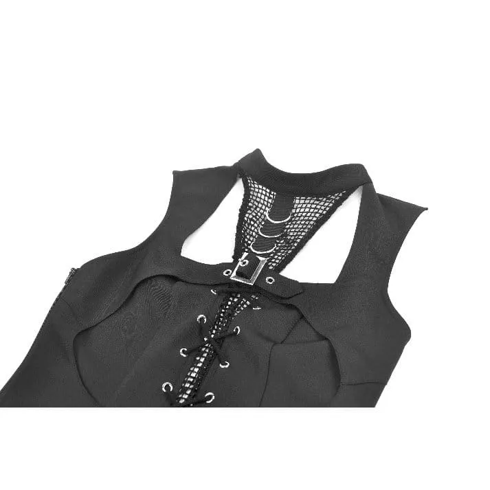 Punk-Tanktop für Damen mit D-Ringen, Schnallenriemen und Cut-outs
