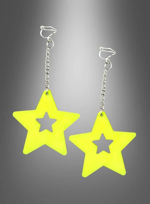 80er Clip Ohrringe Neon Blitz oder Sterne
