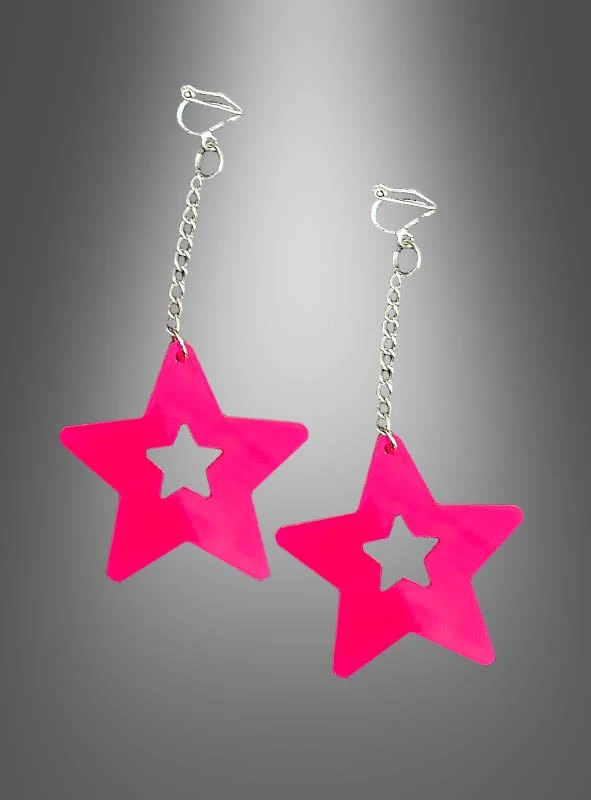 80er Clip Ohrringe Neon Blitz oder Sterne
