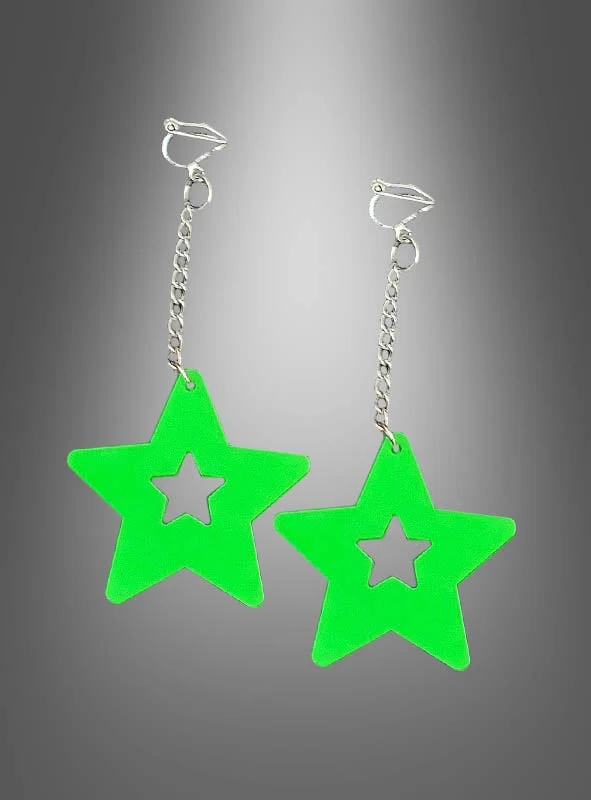 80er Clip Ohrringe Neon Blitz oder Sterne