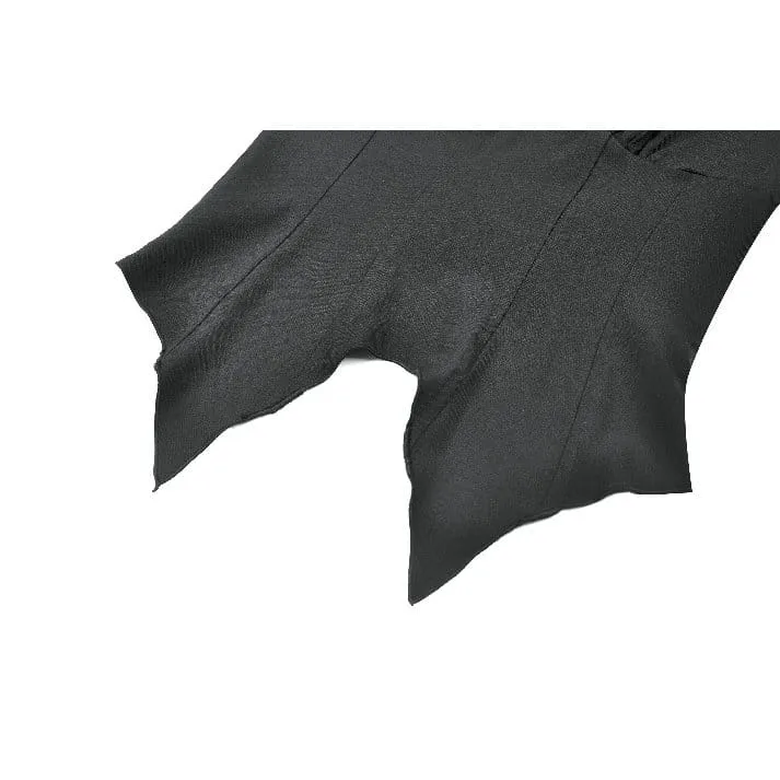 Gothic-Damenbluse mit floralem Spitzen-Patchwork und tiefem Ausschnitt, langen Ärmeln